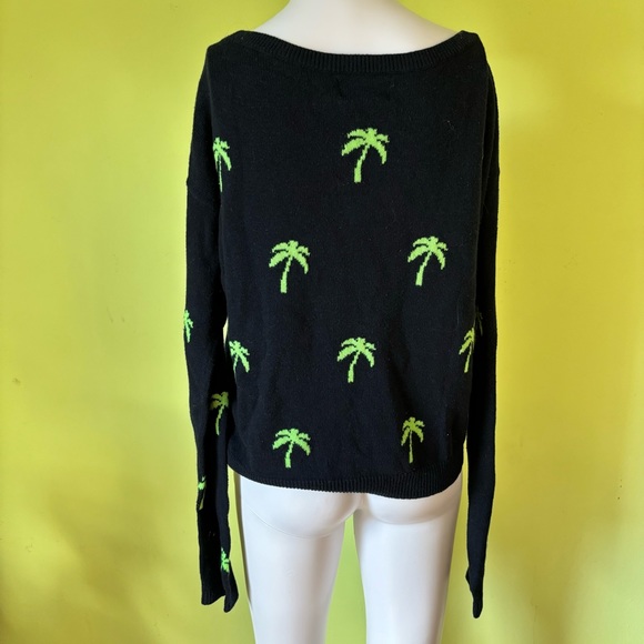 HOLLISTER NAVY BLUE GREEN PALM TREE GRAPHIC PRINT SWEATER SIZE XS - Picture 2 of 5